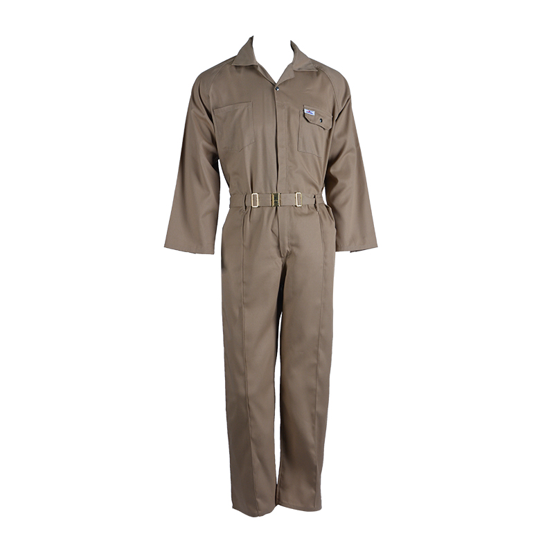 C01 Roupa de trabalho marrom durável com vários bolsos