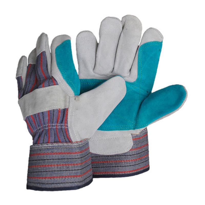 LG008 Luvas protetoras com punho de borracha de couro de dupla camada